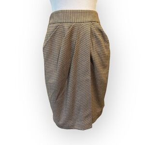 New! J McLaughlin Mattie Houndstooth Skirt Soft Brown and Black Faux Wrap